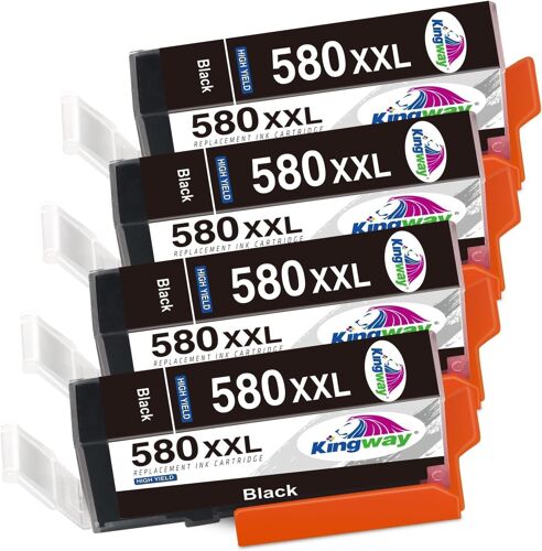 580XXL Cartouches d'encre Compatible avec Canon PGI-580XXL PGBK pour Canon Pixma TR8550 TS705 TR7550 TS9550 TS9551 TS6350 TS6250 TS6150 TS6151 TS8150 TS8151 TS9150 TS8250 TS8251(4 Noir)