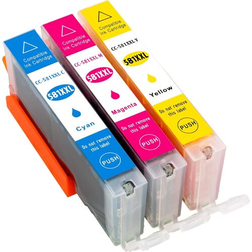 3X Xxl Compatible Ink Cartridges (Cyan/Magenta/Yellow) For Canon Cli-581