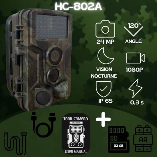 Caméra De Chasse HC-802A - 24 MP - 1080P - Vision Nocturne