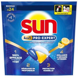 Capsules Lave-Vaisselle Citron SUN 4 en 1 PRO-EXPERT x24