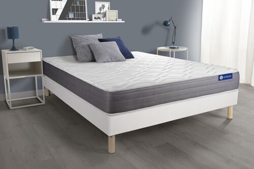 Ensemble matelas ACTIFLEX DREAM Ressorts ensaches et memoire de forme 140x200 cm 5zones de confort + sommier KIT blanc