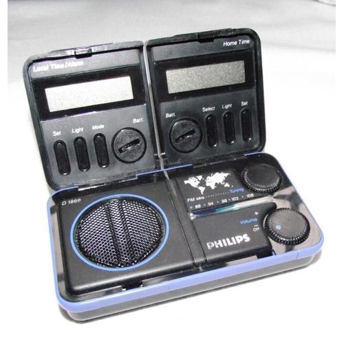philips Type D1 1868/03 mini radio travel radio clock de 1987.