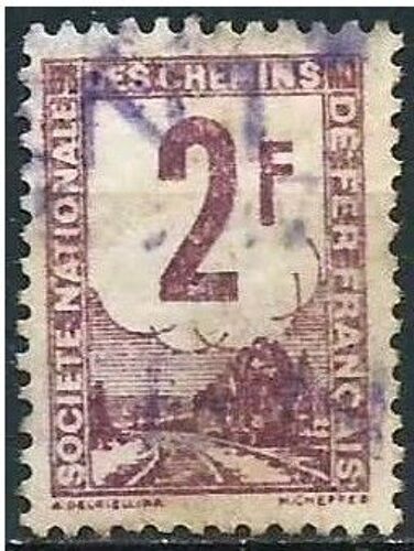France 1944 / 47, Beau Timbre Pour Colis Postaux - Petits Colis, Yvert 2, 2f. Violet, Motif Locomotive À Vapeur, Oblitéré, Tbe