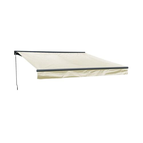 Store Banne Saule 3,5 × 3m Avec Semi-Coffre - Toile Beige Et Structure Grise