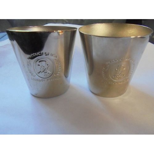 2 Mini Verres/Gobelets Metal Argente " Bourbon Whisky " Idee Cadeau