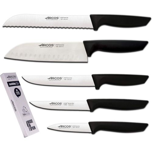 Kalanka-| Ensemble De Couteaux De Cuisine | Couteaux De Cuisine Professionnels | 5 Pièces | Couteaux En Acier Inoxydable | Manche Noir | Ustensiles De Cuisine | Couteau Santoku | Lave-Vaisselle