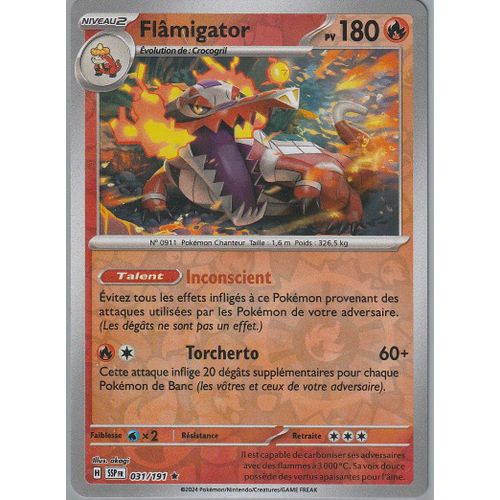 Carte Pokémon - Flamigator - 031/191 - Holo-Reverse - Ev8 Etincelles Déferlantes