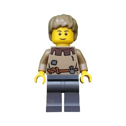LEGO Castle Fantasy Era Jeune Paysan Mâle Peasant Male Young, Brown Eyebrows, Thin Grin cas410 du set 10193