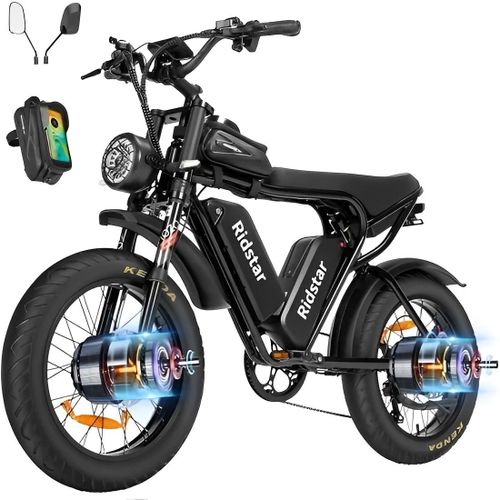 Vélo Électrique Ridstar Q20 Pro - Double Moteur 2000w - Double Batterie 52v 40ah Avec Pneus 20"*4.0 Et Freins Hydrauliques