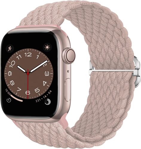 Bracelet Tressé Compatible Avec Apple Watch Bracelet 38mm 40mm 41mm 42mm Femme Homme, Bracelet En Nylon Elastique Sport Réglable Pour Watch Se/Ultra/Series 10/9/8/7/6/5/4/3/2/1, Ro[Mon9264436]