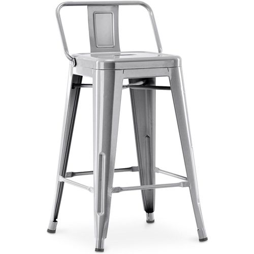 Tabouret De Bar Avec Dossier - Design Industriel - 60cm - Nouvelle Édition - Metalix Acier
