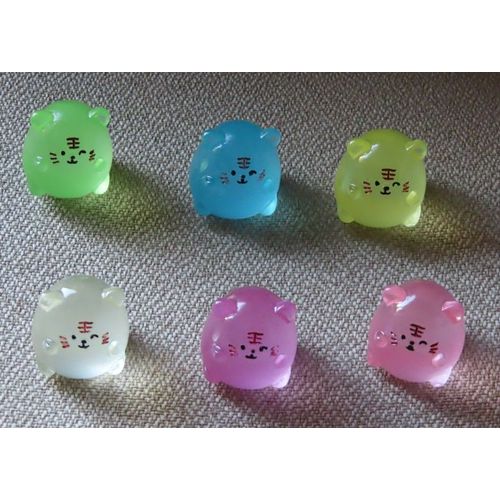 Lot De 6 Figurines Phosphorescentes : Chat/Hamster