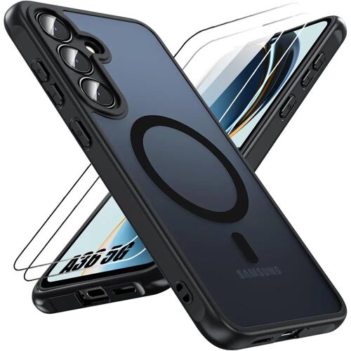 Coque Et 2 Verres Trempés Pour Samsung Galaxy A36 5g, Protection Avec Cercle Magnétique Et Vitre Caméra - Noir - E.F.Connection