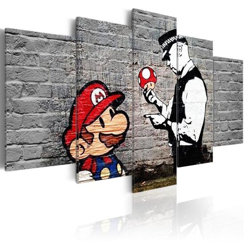 Tableau Imprimé "Super Mario Mushroom Cop - Banksy" 50 x 100 cm