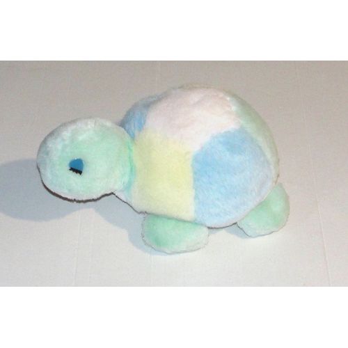 peluche tortue vert blanc bleu jaune yeux dormeur mattel
