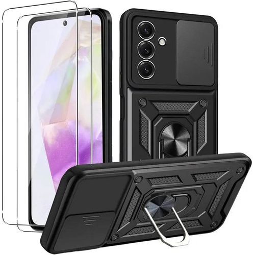 Coque Anneau Pour Samsung Galaxy A36 5g / A56 5g + X2 Verres Trempé - Etui Housse Aimant Anneau Vitre Ecran Verre Trempé