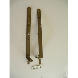 Verrou à Entailler BRICARD 200, Onglet poussoir Acier brut, Tétière équerre acier peint 16X2x200 + Gache plate, pour Porte demi-fixe