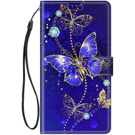 Kal-Chooseu Coque Pour Huawei Y6 2019 / Honor 8a Housse Cuir Avec Silicone Etui Portefeuille Antichoc Étui À Rabat Et Folio Support Stand Fonction Élégant Motif Pour Filles Femmes - Papillon Violet