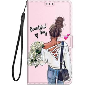 Coque Cuir Pour Xiaomi Redmi Note 9s / 9 Pro / 9 Pro Max Etui A Rabat Motif Dessin Pour Filles Femmes, Portefeuille Housse Avec Case 360 Degres Silicone Antichoc Protection Cover Cuir - Fille