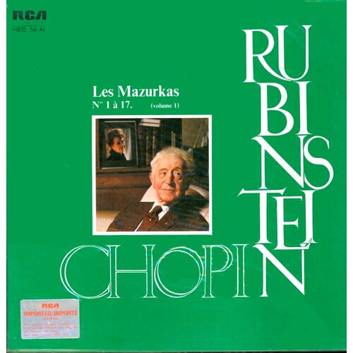 Frédéric Chopin - Artur Rubinstein - Disque Vinyle Lp 33 Tours - Rca - Red Seal - Frl1 7029 - Arthur Rubinstein : "Les Mazurkasn° 1 À 17"