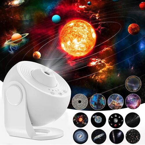 Projecteur D'Étoiles,Projecteur Led Globe Galaxie Avec 13 Disques De Film,Ciel Étoilé,Veilleuse Lune,Veilleuse Pour Enfants Et Adultes,Plafond,Chambre À Coucher,Salon(Blanc)