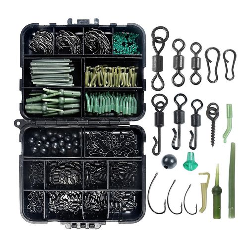 420pcs / Box Kit De Pêche À La Carpe Comprenant Des Émerillons Crochets Anti Pour Enchevêtrement Gaine
