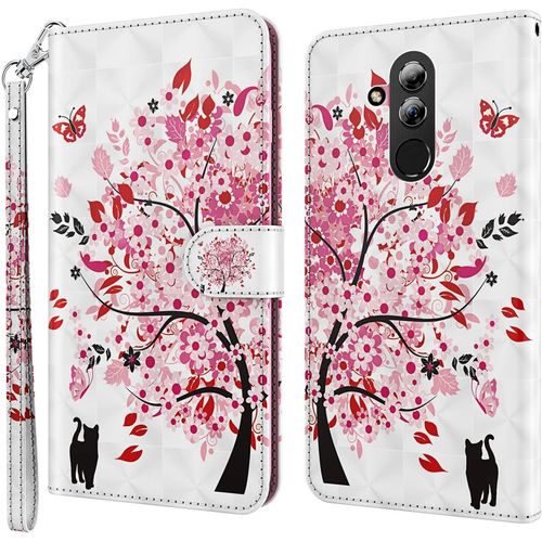 Coque Pour Huawei Mate 20 Lite, Housse Premium En Cuir Huawei Mate 20 Lite, Magnetique Flip Case Portefeuille Pu Cuir A Rabat Housse Etui De Protection Avec Porte Cartes (Arbre)