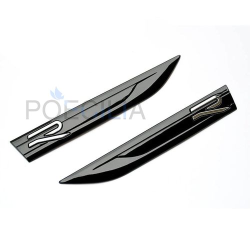 2 Emblème Logo " R " R Line Noir Silver Aile Pour Vw Touran Jetta Golf Beetle Passat Cc 200x19mm