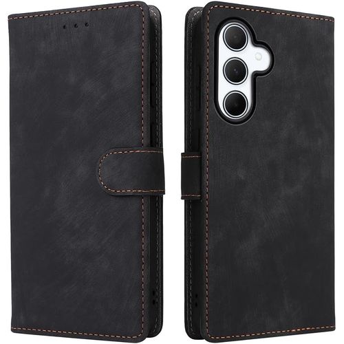 Kal-Housse Pour Samsung Galaxy A56 Etui, Rfid Protect Pu/Tpu Cuir Coque Magnétique Portefeuille, Noir