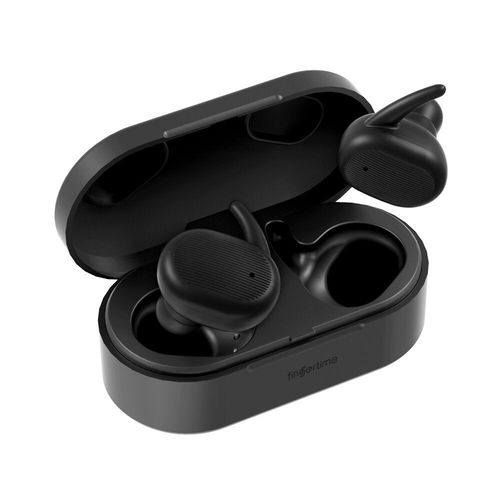 TWS écouteurs portables intra-auriculaires Bluetooth à réduction de bruit écouteurs stéréo 9D Casque de sport avec micro, Noir