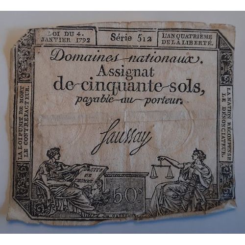 Assignat De 50 Sols De 1792