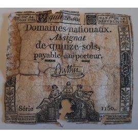 Assignat De 15 Sols De 1792