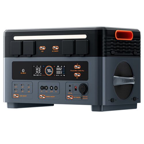 Blackview Oscal PowerMax 2400 Pro Centrale électrique portable,générateur d'extérieur 2400W 2016Wh,plus de 3500 cycles LiFePO4,deux haut-parleurs,charge rapide 1,2h,application intelligente