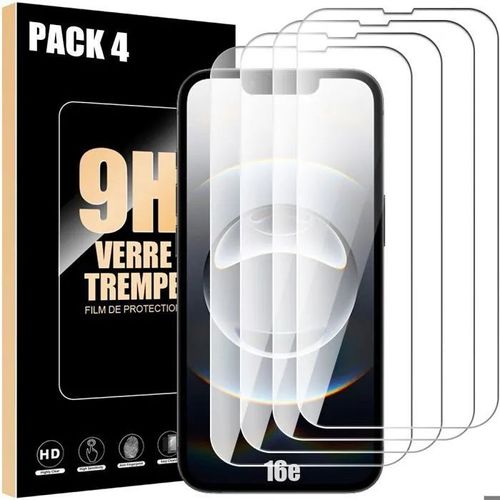 Verre Trempé Pour S'Applique À Iphone 16e [Pack 4] Film Vitre Protection
