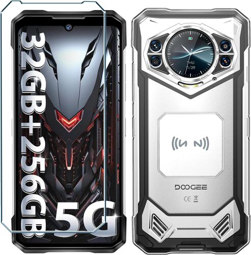 ELVORIX-Coque pour Doogee S200X/Doogee S200 Cover avec Film de Verre Trempé Protection écran, Transparent Anti-Vibration et Glisse Silicone Bumper TPU Souple Etui Housse Clear Case(6.72"")