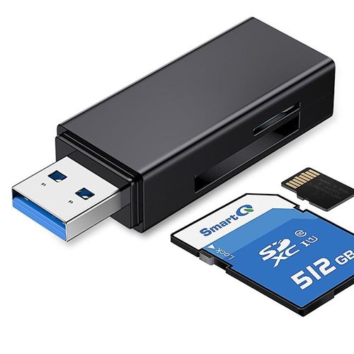Lecteur de carte SD portable USB 3.0 à double emplacement pour SDXC