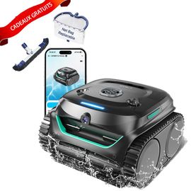 Aspirateur robot de piscine sans fil WYBOT C2 Vision (nouveauté 2025), détection des débris avec caméra IA, nettoyage 8 en 1,avec tête de brosse et écumoire