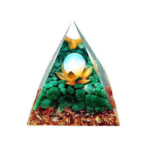 Pyramide d'orgonite en cristal naturel pour la décoration intérieure, péridot, yst alanding, guérison énergétique, protection EMF, outil de méditation