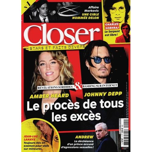 Closer 1 2023 Stars Et Faits Divers Depp/Delon/Lahaye/Serpico/Le Serpent/Andrew/Ppda/Delarue/Kim Kardashian/Palmade