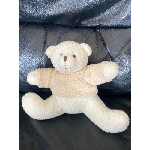 Doudou ours blanc t-shirt beige jambe ecartées 13cm