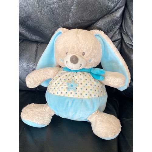 Mots d'enfants Peluche lapin bleu beige étoile écharpe 24-39cm