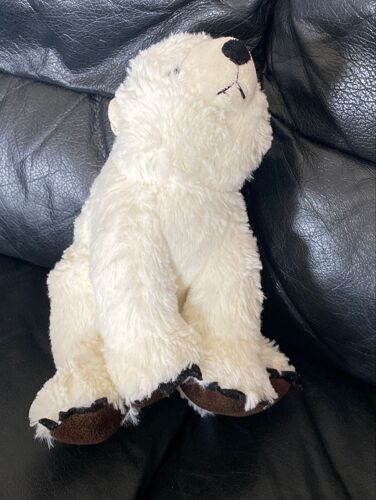 Doudou peluche l¿ours blanc polaire marron et noir crédit agricole 24cm