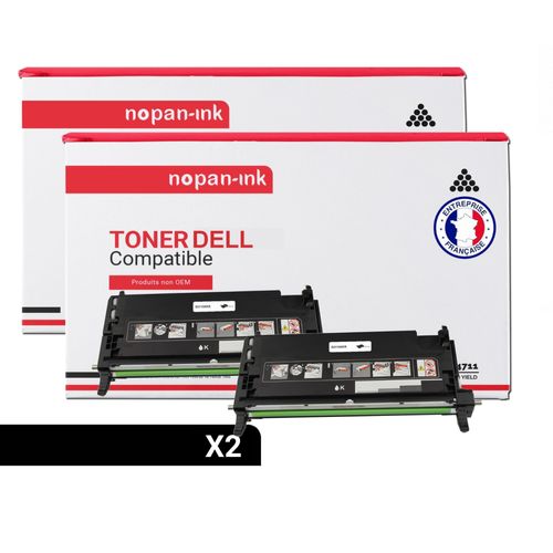 NOPAN-INK - x2 Toners - 593-10170 (Noir) - Compatible pour Dell 3110cn 3115cdn 3115cn