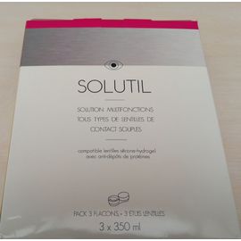 Pack De 3 Flacons Solutil, Solution Multifonctions Pour Lentilles De Contact Souples De 350 Ml. 
