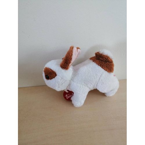 Doudou peluche lapin blanc marron trudi