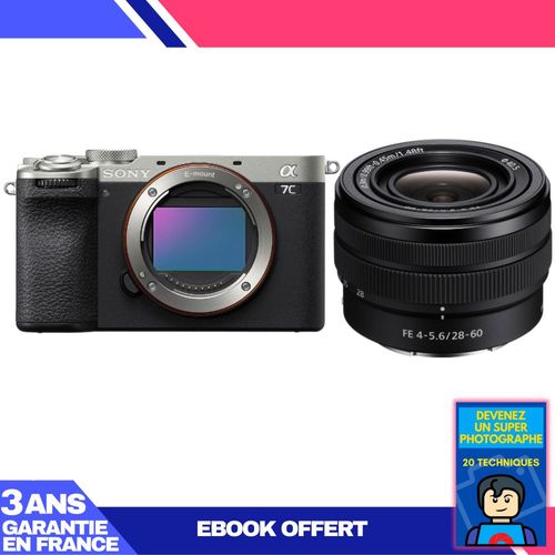 Boitier Sony A7C II Silver + FE 28-60mm f/4-5.6 + Ebook 'Devenez Un Super Photographe'