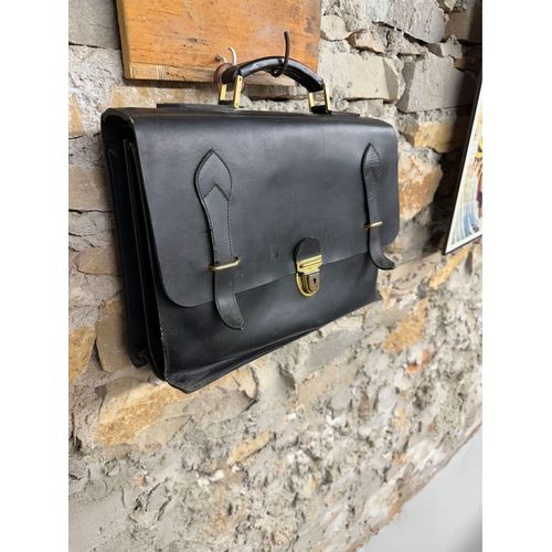 Cartable en cuir noir 