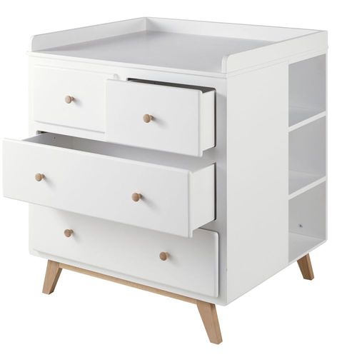 Commode À Langer Style Scandinave 4 Tiroirs Blanche
