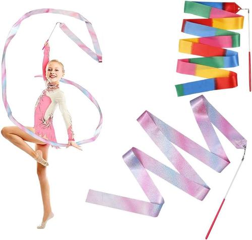 2pcs Ruban De Danse,2m Gym Fitness Ruban Gymnastique Rythmiques Streamer Pour Enfants Danse Artistique, Bâton Twirling(A)