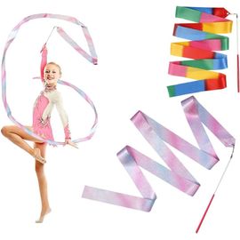 2pcs Ruban De Danse,2m Gym Fitness Ruban Gymnastique Rythmiques Streamer Pour Enfants Danse Artistique, Bâton Twirling(A)